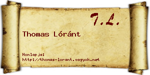 Thomas Lóránt névjegykártya